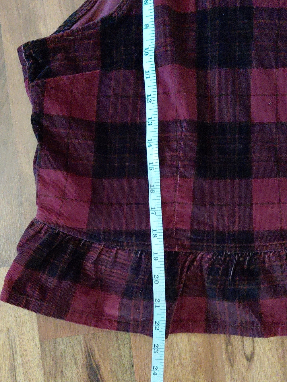 American Eagle Sleeveless Back Bow Peplum Tank Top Red Plaid Velvet Boxy XXL - Picture 13 of 14